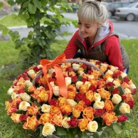 Корзина 201 роза Кения 35 см