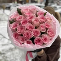 Букет из 25 розовых роз Мандала 60см