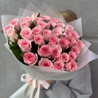 Букет из 35 розовых роз Мандала 60см