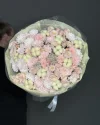 Букет цветов Доброе утро с персиковой хризантемой и кустовыми розами