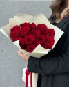 Букет 15 красных роз Эквадор 50см в пленке