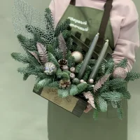 Композиция в ящике Зимняя сказка (пудра)