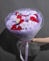 Букет цветов Сиреневое утро с хризантемой и кустовыми розами